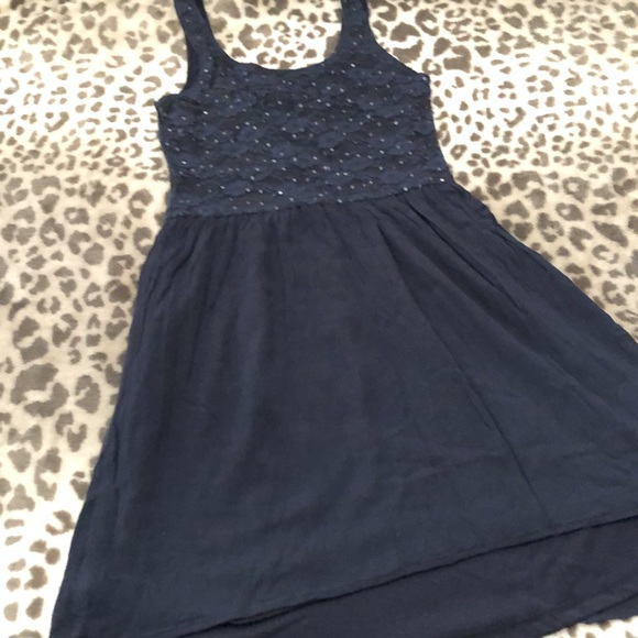 Abercrombie Kids Floral Mesh Lace Dress with Sequins on Blue Size Medium - Picture 5 of 16